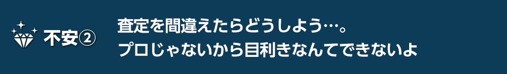 【不安2】査定を間違えたらどうしよう…。プロじゃないから目利きなんてできないよ