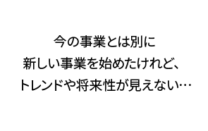 今の事業とは別に新しい事業を始めたけれど、トレンドや将来性が見えない…